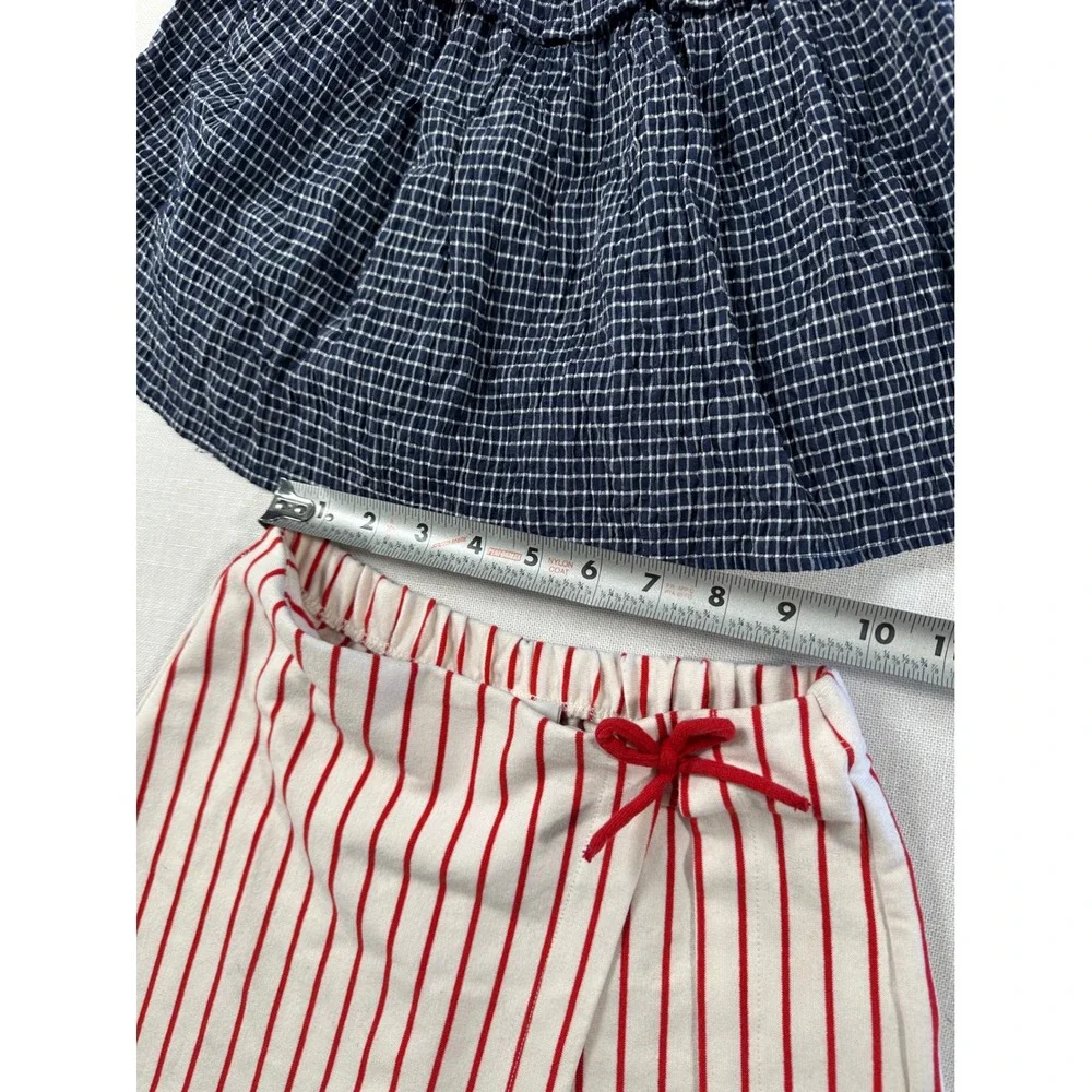 Zara‎ Kids Girls Skort Bundle Navy Grid Seersucker Red Stripe Size 9-10